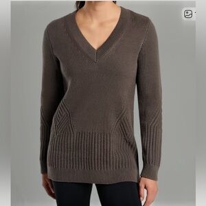 Athleta Teton V -Neck Sweater, Color Brown SIZE S